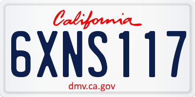 CA license plate 6XNS117