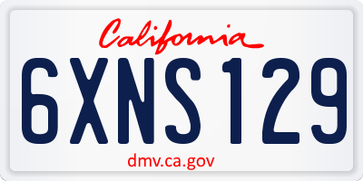 CA license plate 6XNS129