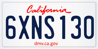 CA license plate 6XNS130