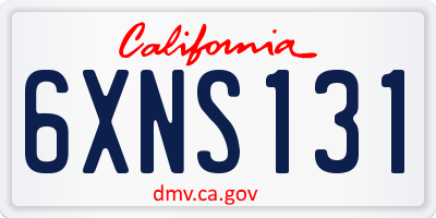 CA license plate 6XNS131