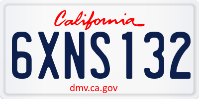 CA license plate 6XNS132