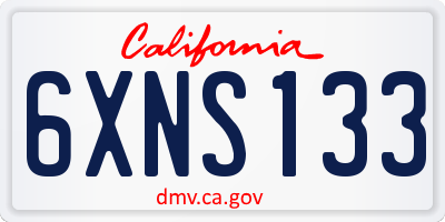 CA license plate 6XNS133