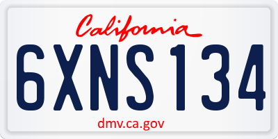 CA license plate 6XNS134