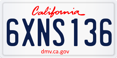 CA license plate 6XNS136