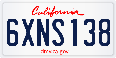 CA license plate 6XNS138