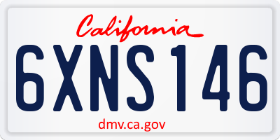 CA license plate 6XNS146