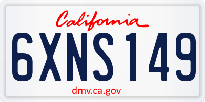 CA license plate 6XNS149