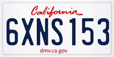 CA license plate 6XNS153