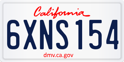 CA license plate 6XNS154