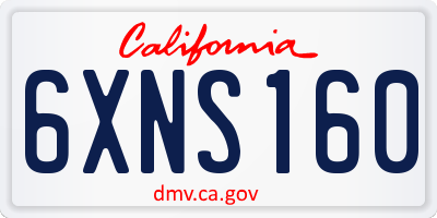 CA license plate 6XNS160