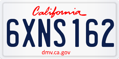 CA license plate 6XNS162