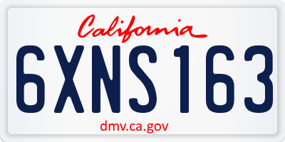 CA license plate 6XNS163