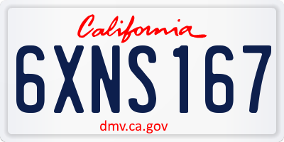 CA license plate 6XNS167