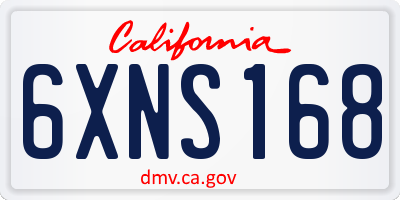CA license plate 6XNS168
