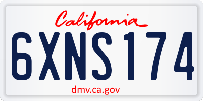 CA license plate 6XNS174
