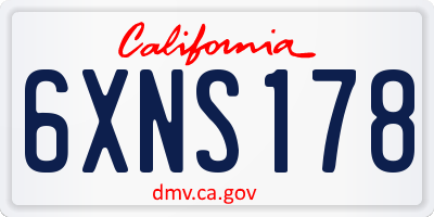 CA license plate 6XNS178