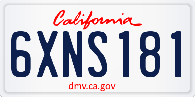 CA license plate 6XNS181
