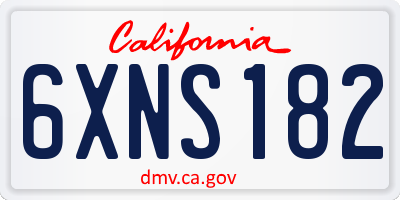 CA license plate 6XNS182