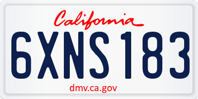 CA license plate 6XNS183