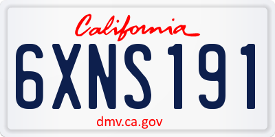 CA license plate 6XNS191