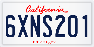 CA license plate 6XNS201