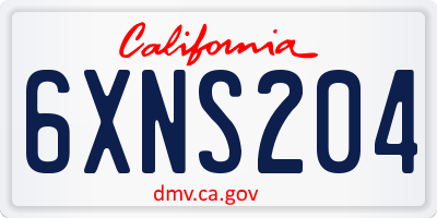 CA license plate 6XNS204