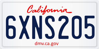 CA license plate 6XNS205