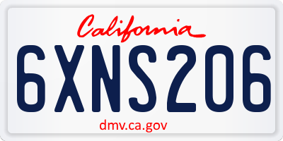 CA license plate 6XNS206
