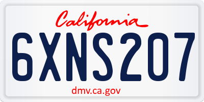 CA license plate 6XNS207
