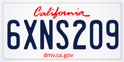 CA license plate 6XNS209