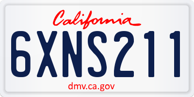CA license plate 6XNS211