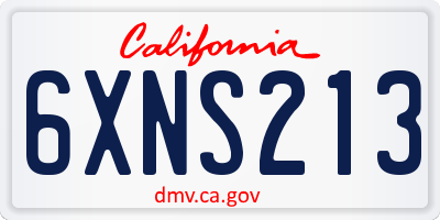 CA license plate 6XNS213