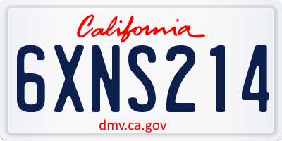 CA license plate 6XNS214