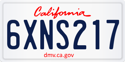 CA license plate 6XNS217
