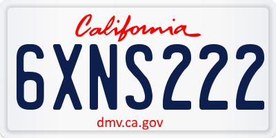 CA license plate 6XNS222