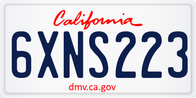 CA license plate 6XNS223