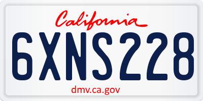CA license plate 6XNS228