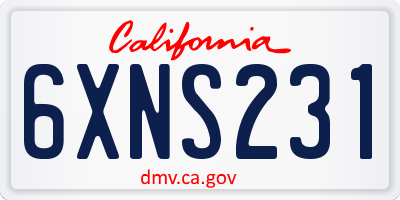 CA license plate 6XNS231