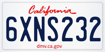 CA license plate 6XNS232