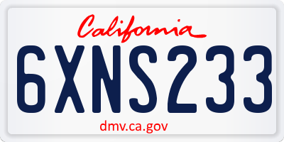 CA license plate 6XNS233