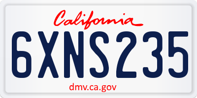 CA license plate 6XNS235