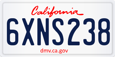CA license plate 6XNS238
