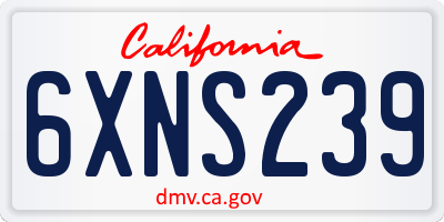 CA license plate 6XNS239
