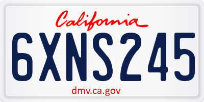 CA license plate 6XNS245