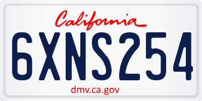 CA license plate 6XNS254