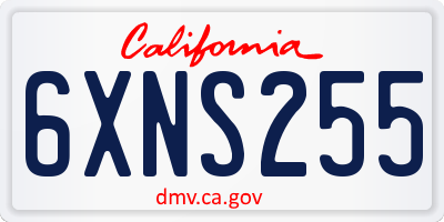 CA license plate 6XNS255