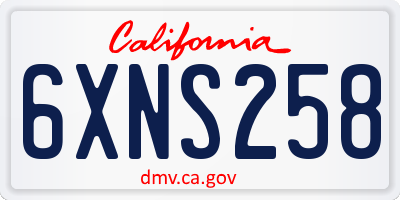 CA license plate 6XNS258