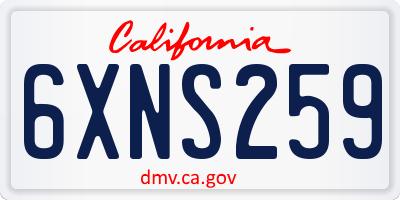 CA license plate 6XNS259
