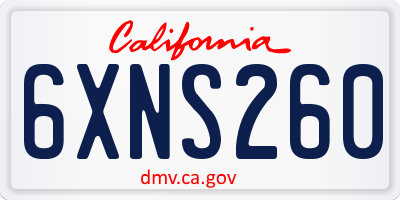 CA license plate 6XNS260