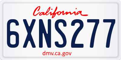 CA license plate 6XNS277